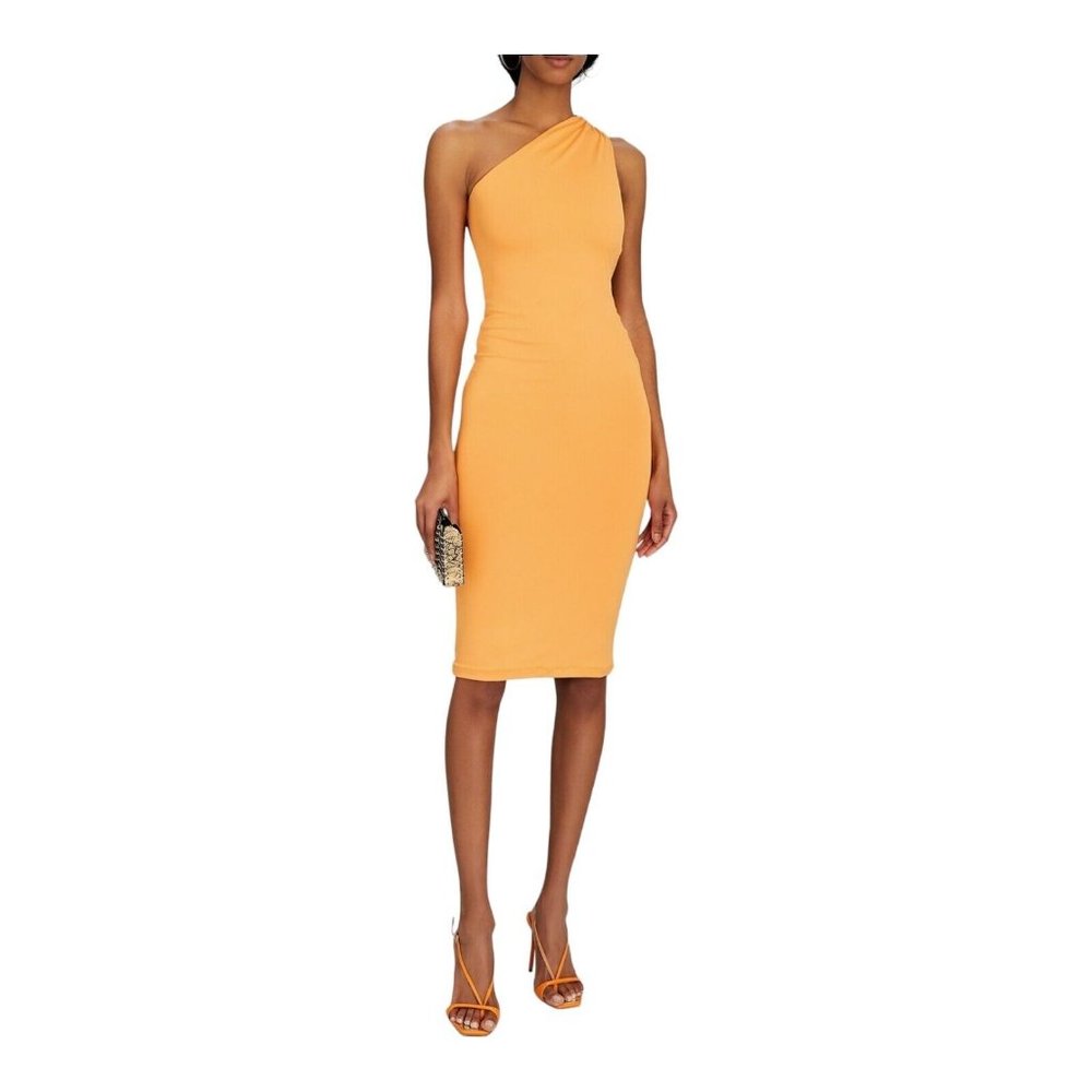 ALIX NYC One Shoulder Stretch Jersey Midi Andes Dress in Sorbert Size Medium
